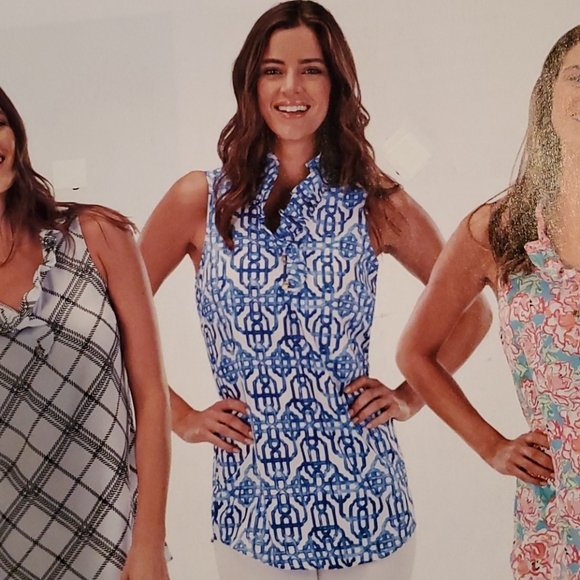 BLUE PAINTERLY LATTICE - Picture 2 of 2